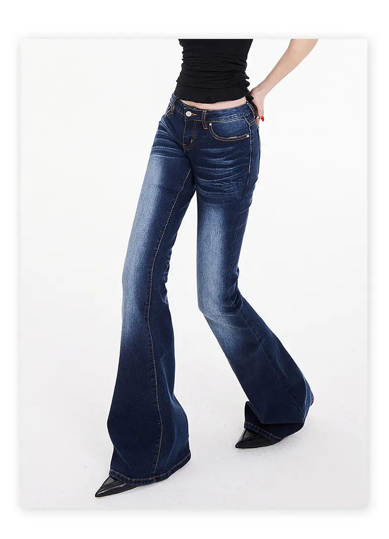 Hot Girl Dark Blue Bootcut Jeans for Women — feature 8