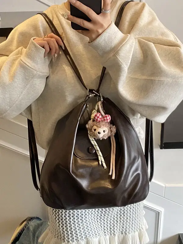 Women Cross-Border Retro Tote Bag Beige 2025 - Image 7