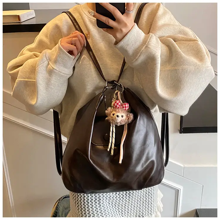 Women Cross-Border Retro Tote Bag Beige 2025 — feature 10