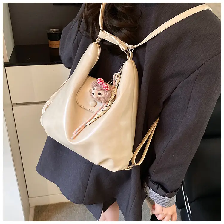 Women Cross-Border Retro Tote Bag Beige 2025 — feature 14