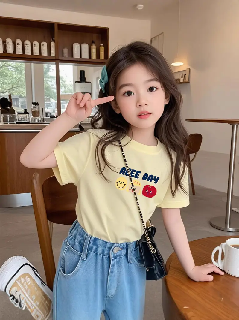 2025 Kids Cotton Cartoon T-Shirt Yellow - Image 11