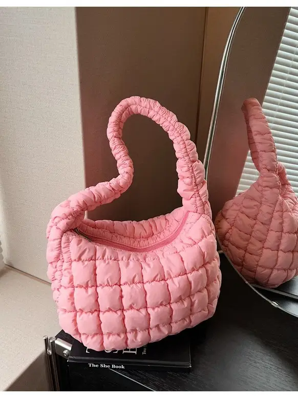 Pink Quilted Armpit Bag for Women 2025 - Image 8