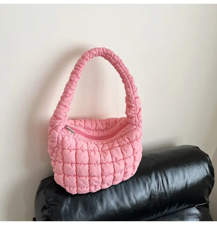 Pink Quilted Armpit Bag for Women 2025 - Image 4