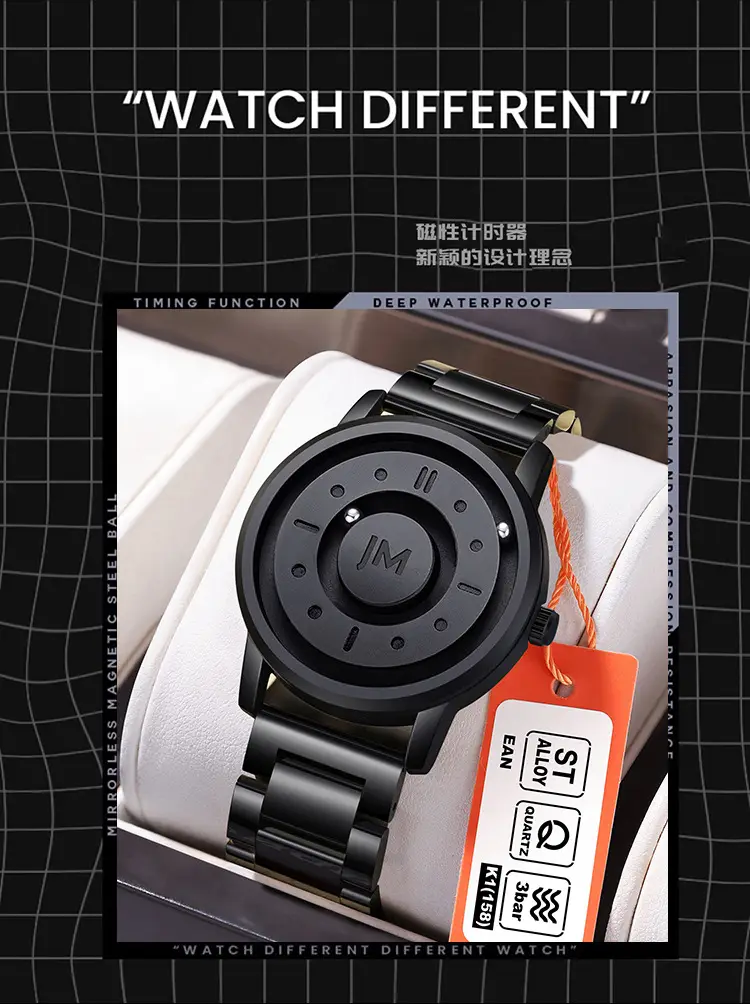 Men's Black Magnetic Levitation Quartz Watch — feature 12