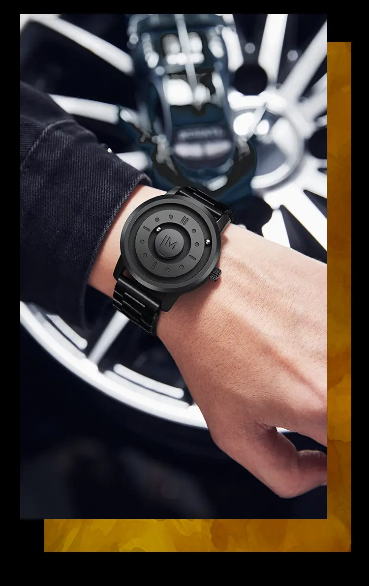 Men's Black Magnetic Levitation Quartz Watch — feature 15