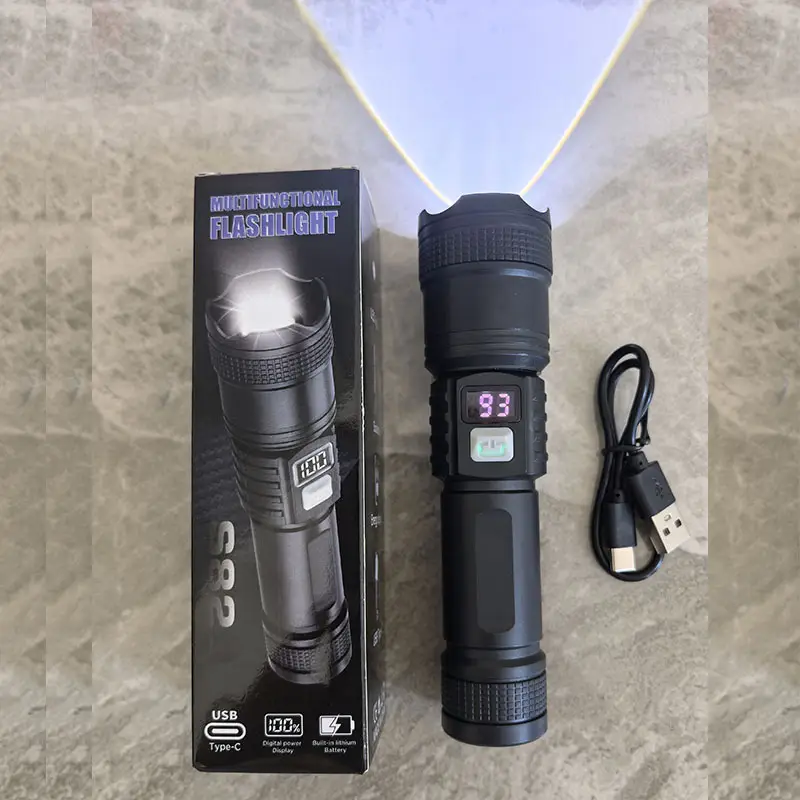 Cross-border P50 Flashlight Zoom Digital Display
