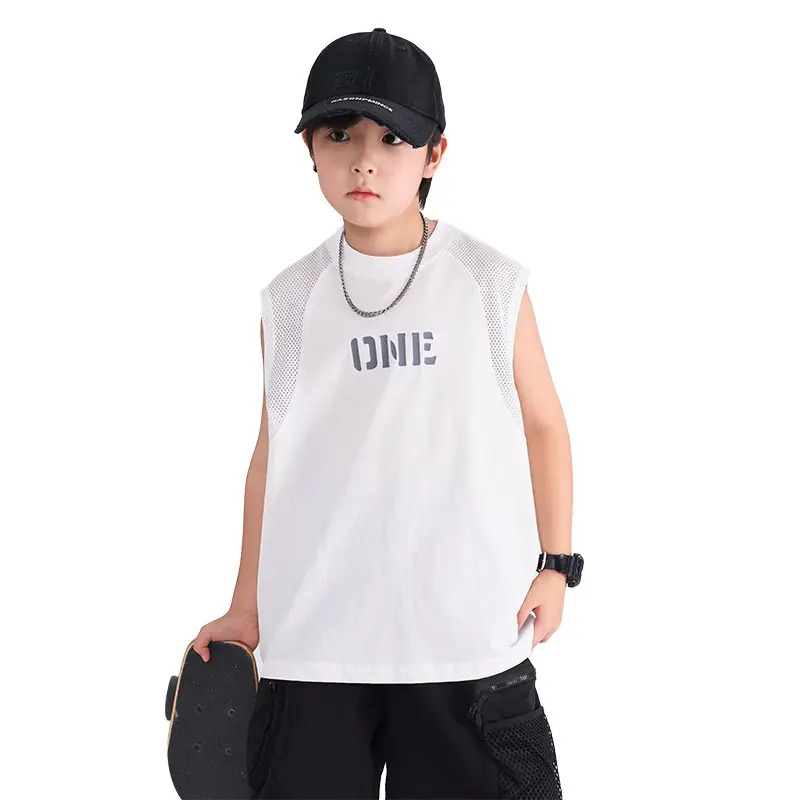Boys Sleeveless Vest T-Shirt White 2026 - Image 6