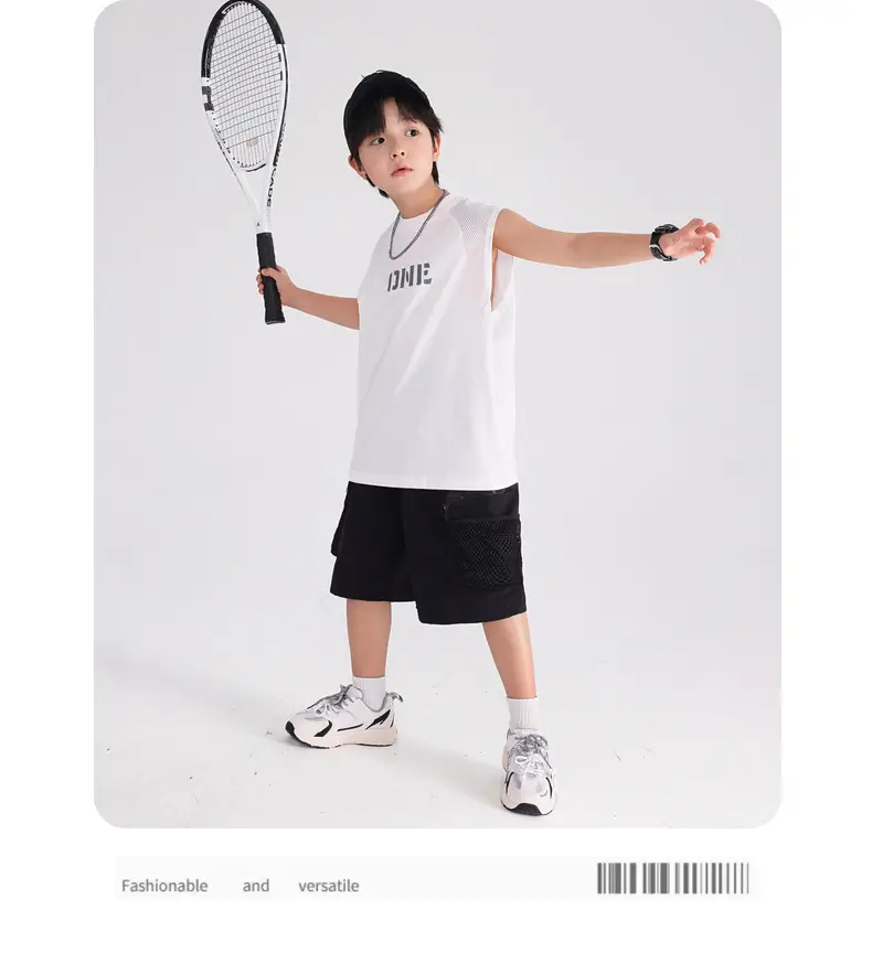 Boys Sleeveless Vest T-Shirt White 2026 — feature 9