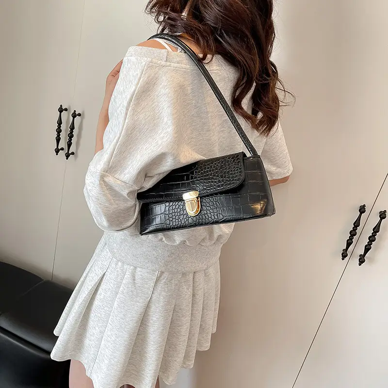Underarm Bag New Trendy 2025 Textured Shoulder Handbag Summer Temperament Girl Crocodile Pattern Trendy Women's Bag