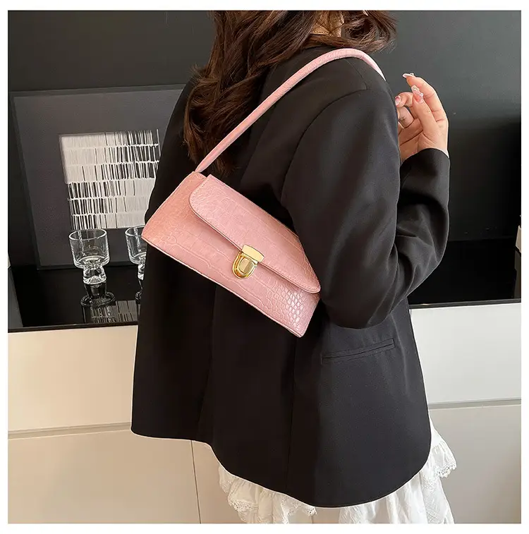 Underarm Bag New Trendy 2025 Textured Shoulder Handbag Summer Temperament Girl Crocodile Pattern Trendy Women's Bag — feature 19
