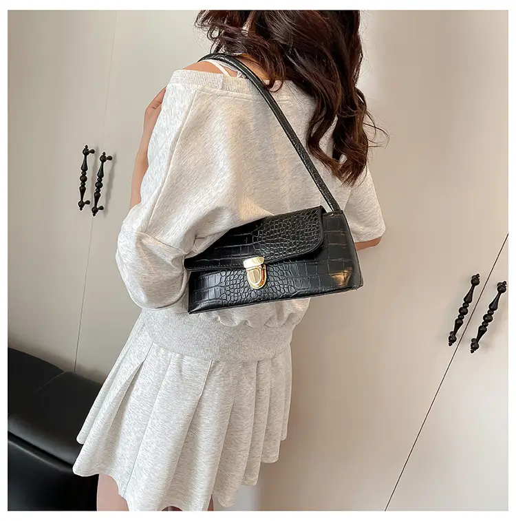 Underarm Bag New Trendy 2025 Textured Shoulder Handbag Summer Temperament Girl Crocodile Pattern Trendy Women's Bag — feature 21