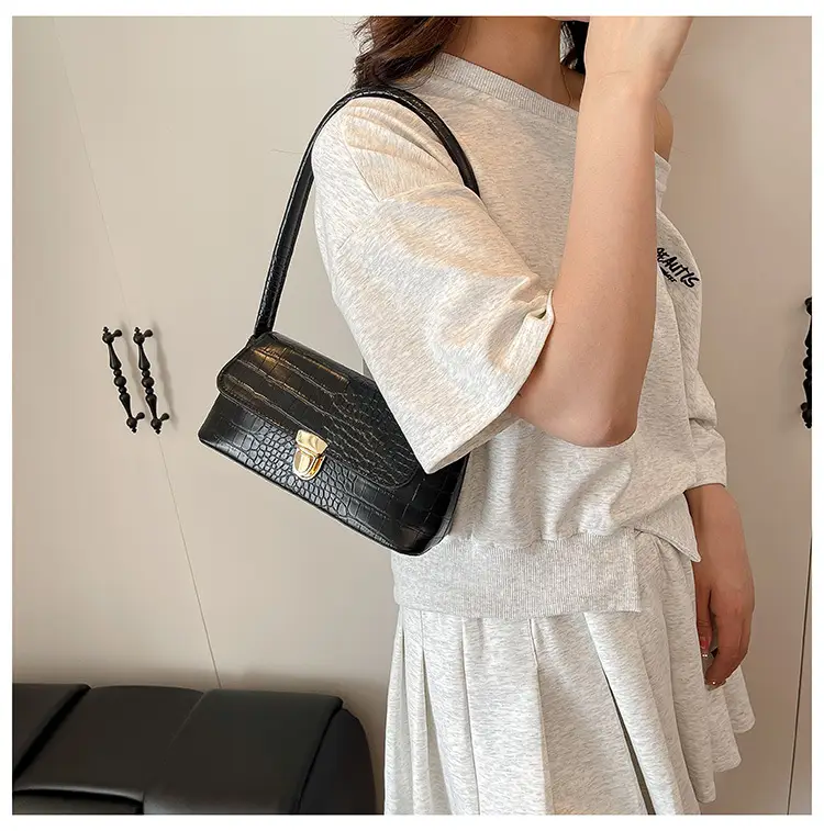 Underarm Bag New Trendy 2025 Textured Shoulder Handbag Summer Temperament Girl Crocodile Pattern Trendy Women's Bag — feature 23