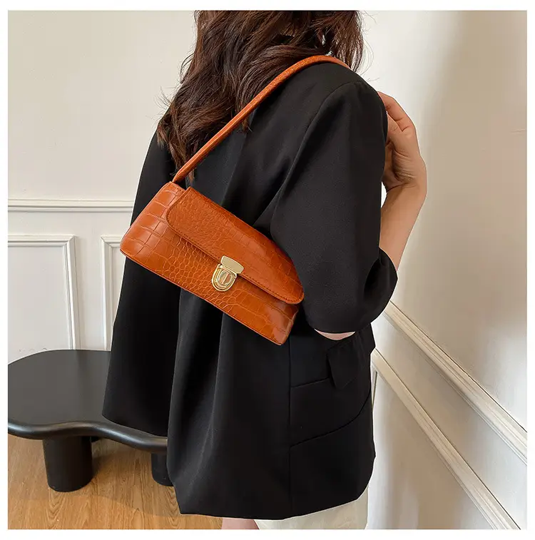 Underarm Bag New Trendy 2025 Textured Shoulder Handbag Summer Temperament Girl Crocodile Pattern Trendy Women's Bag — feature 28