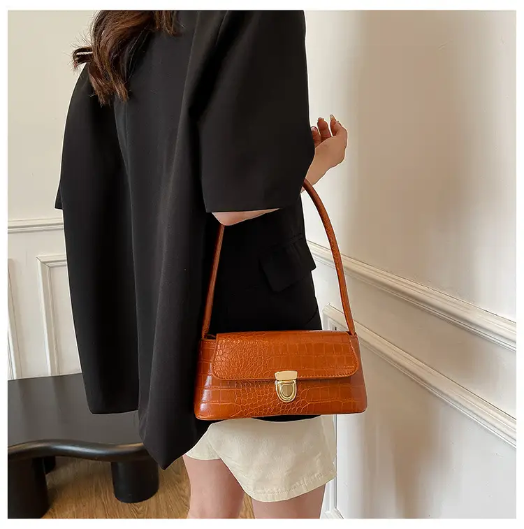 Underarm Bag New Trendy 2025 Textured Shoulder Handbag Summer Temperament Girl Crocodile Pattern Trendy Women's Bag — feature 29