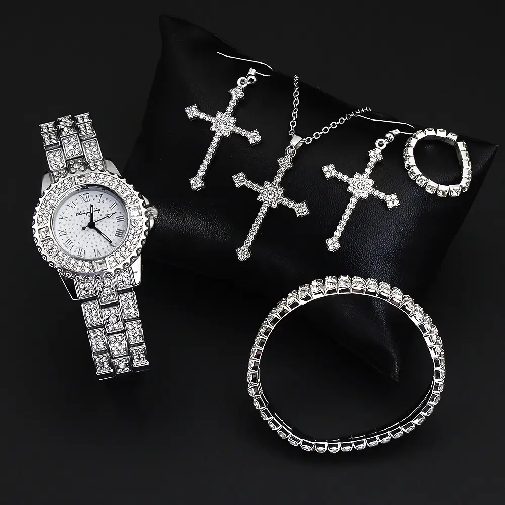 British Women's Diamond Watch Set with Cross Earrings — feature 10