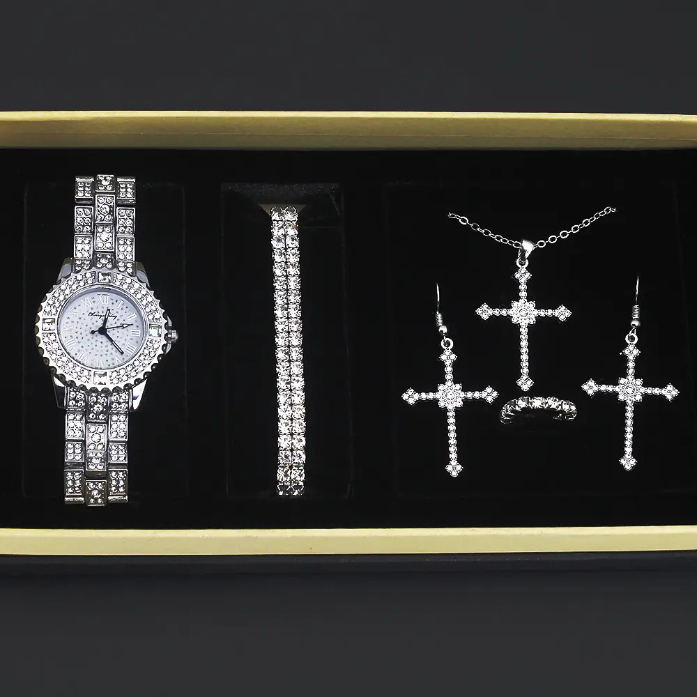 British Women's Diamond Watch Set with Cross Earrings — feature 9