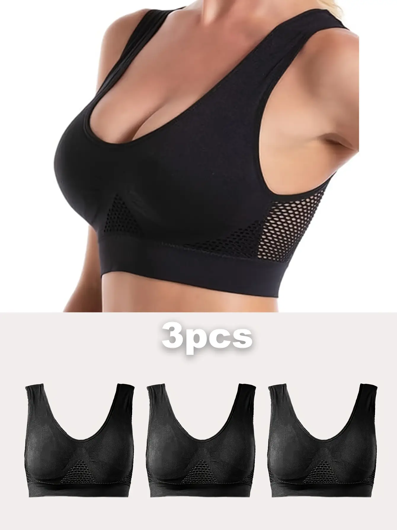 3Pcs Breathable Liftup Air Bra Large Cross Border - Image 4