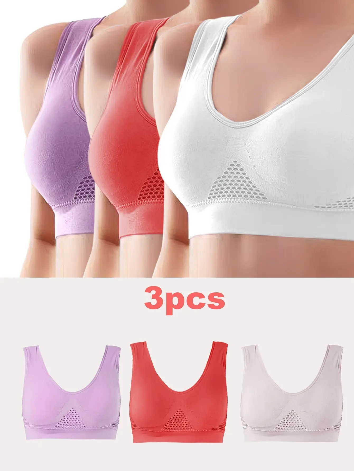 3Pcs Breathable Liftup Air Bra Large Cross Border - Image 5