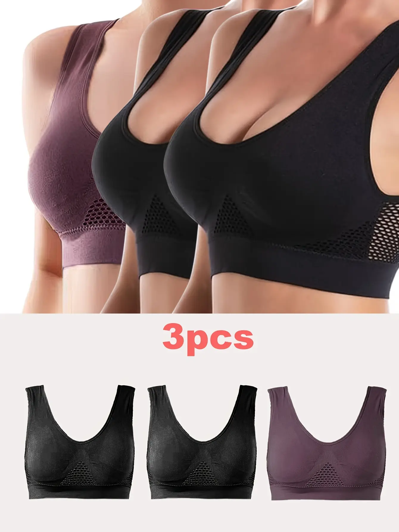 3Pcs Breathable Liftup Air Bra Large Cross Border - Image 6