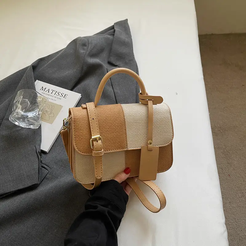 Women's Color-Blocked Satchel Bag 2025 New Fashion - Image 2