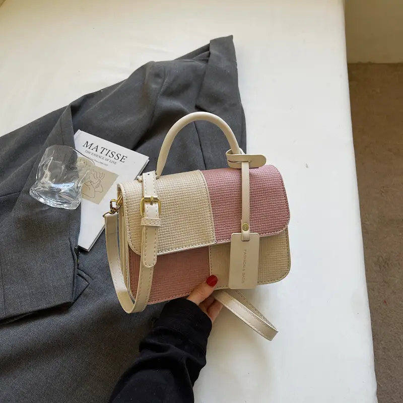 Women's Color-Blocked Satchel Bag 2025 New Fashion - Image 3