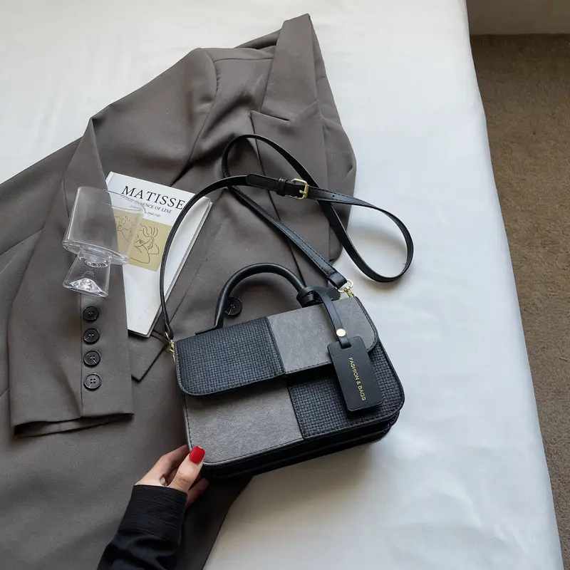 Women's Color-Blocked Satchel Bag 2025 New Fashion - Image 4
