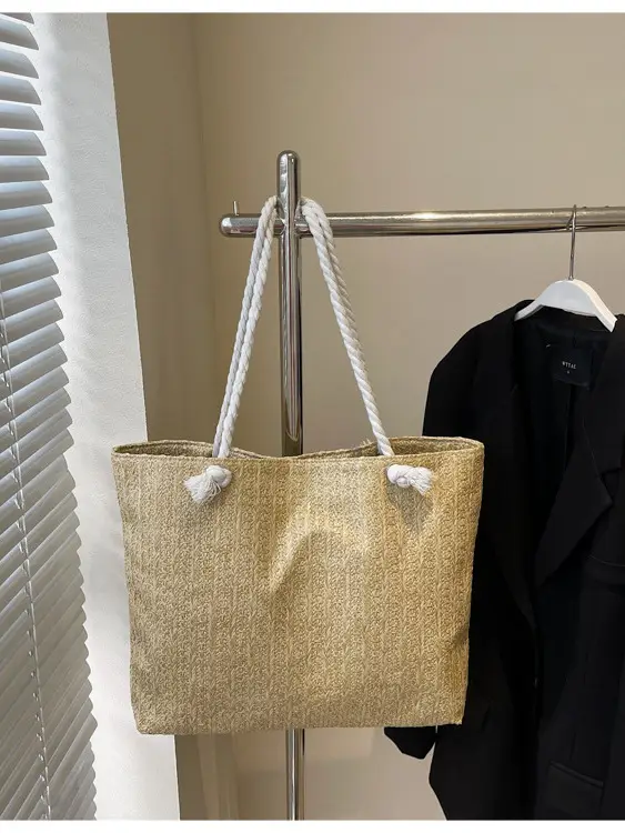 2025 Straw Woven Shoulder Tote Bag Large Capacity Women - Image 3