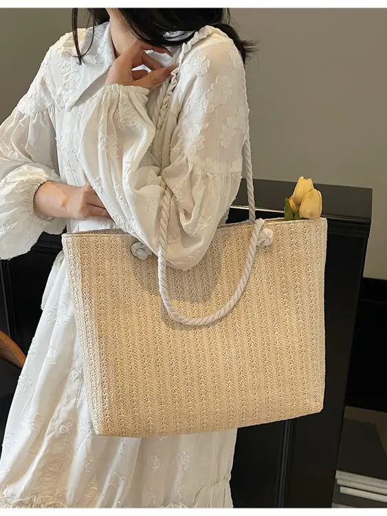 2025 Straw Woven Shoulder Tote Bag Large Capacity Women - Image 5