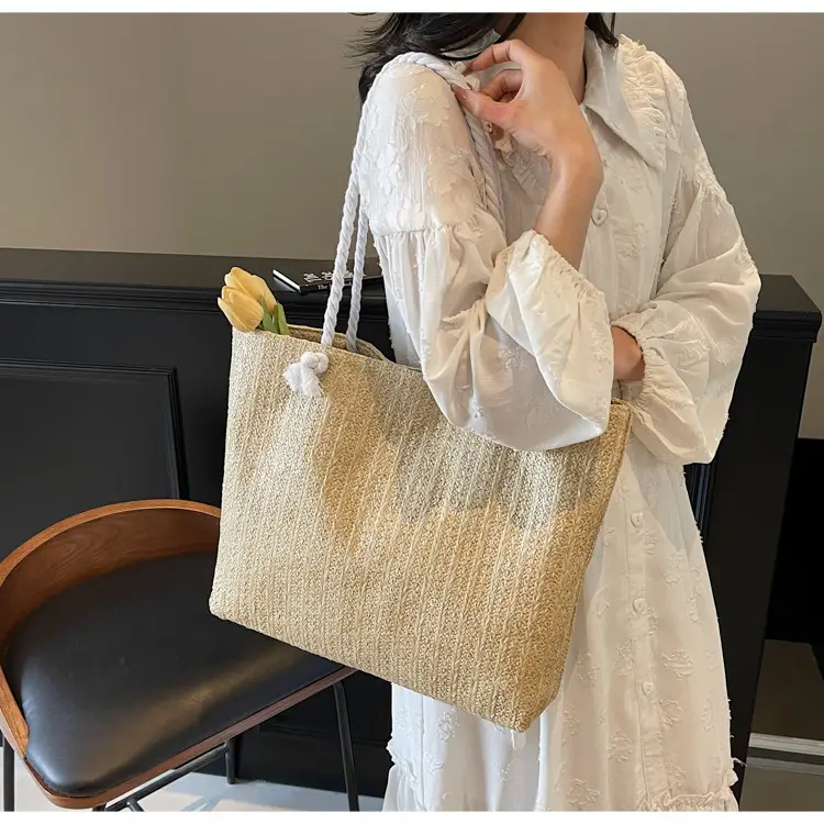 2025 Straw Woven Shoulder Tote Bag Large Capacity Women — feature 13