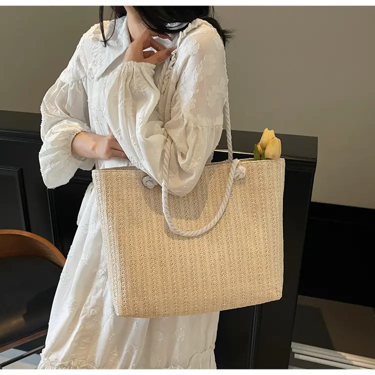 2025 Straw Woven Shoulder Tote Bag Large Capacity Women — feature 14