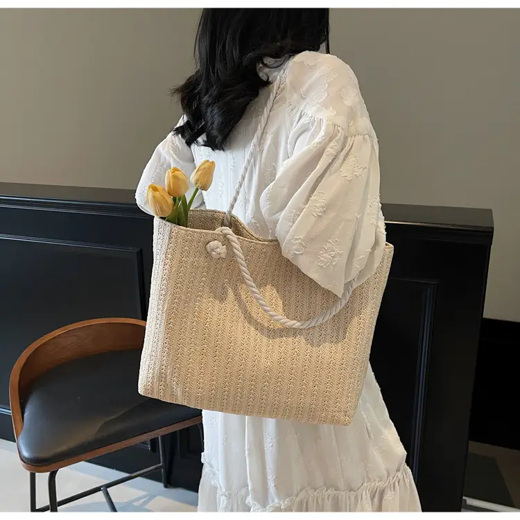 2025 Straw Woven Shoulder Tote Bag Large Capacity Women — feature 15
