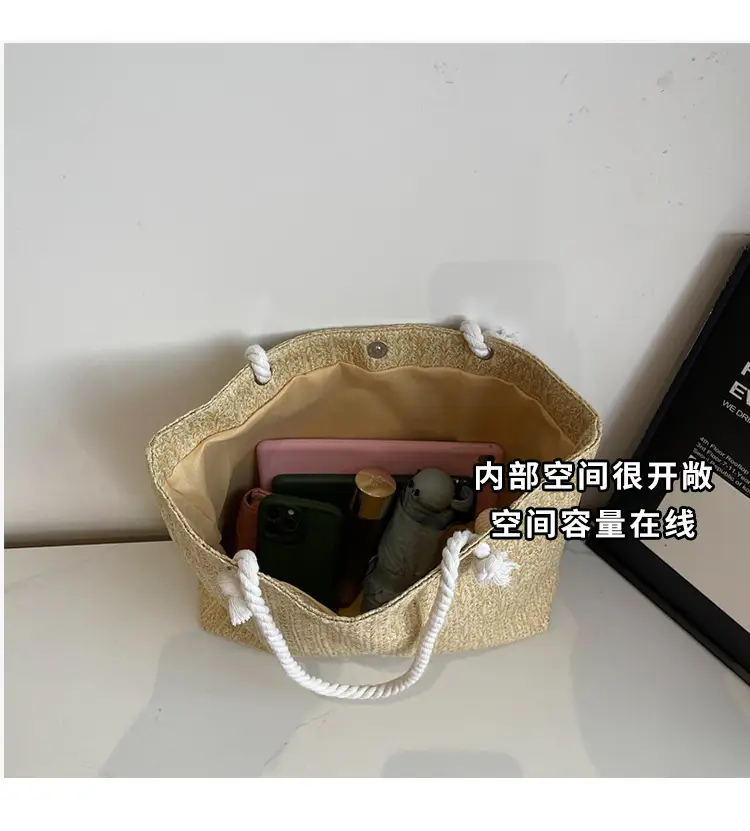 2025 Straw Woven Shoulder Tote Bag Large Capacity Women — feature 6