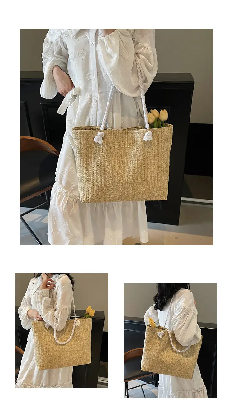 2025 Straw Woven Shoulder Tote Bag Large Capacity Women — feature 7
