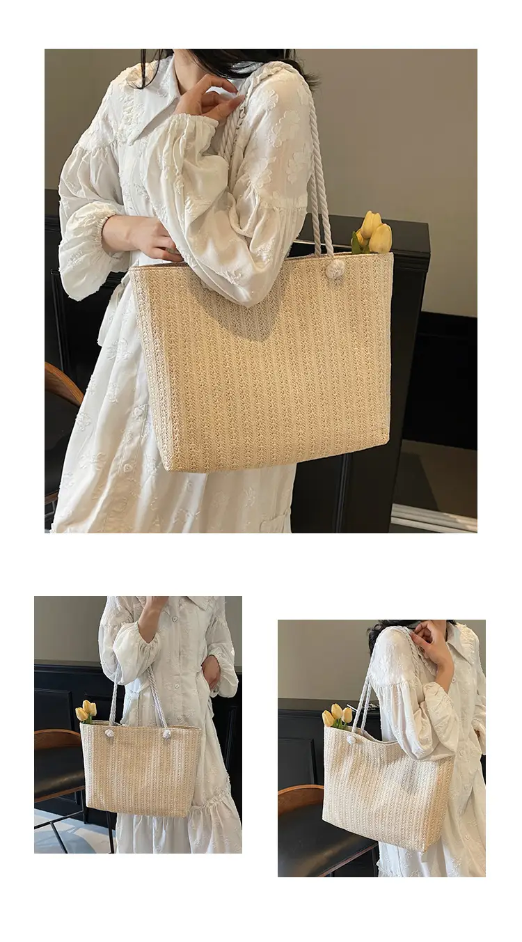 2025 Straw Woven Shoulder Tote Bag Large Capacity Women — feature 8