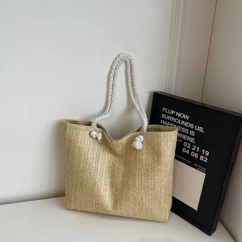 2025 Straw Woven Shoulder Tote Bag Large Capacity Women - Image 2