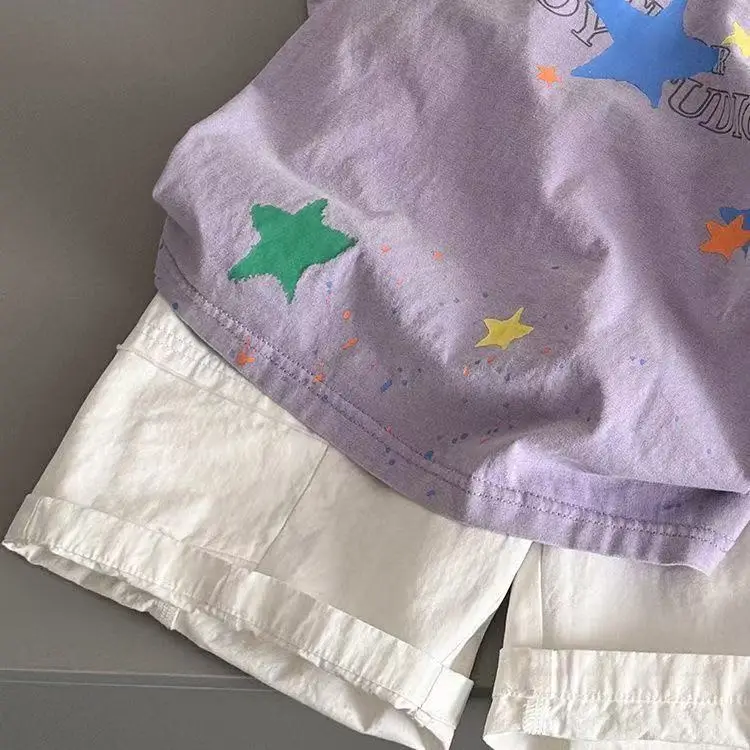 Kids Star Print T-Shirt Purple 2025 — feature 4