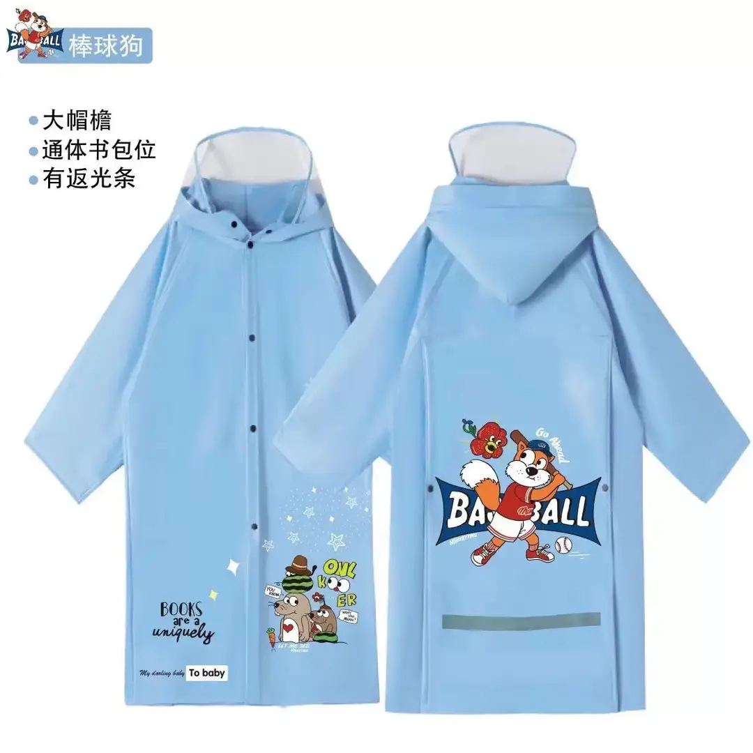 Children's Raincoat with Large Backpack Space for Kindergarten and Elementary School Students, Large Brim, Unisex, Wholesale Export Rain Poncho