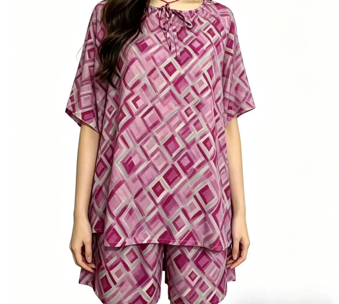 New Summer Cotton Silk Loose Pajamas for Women Summer Thin Women's Artificial Cotton Long-Sleeved Lazy Short-Sleeved Suit Home Clothes