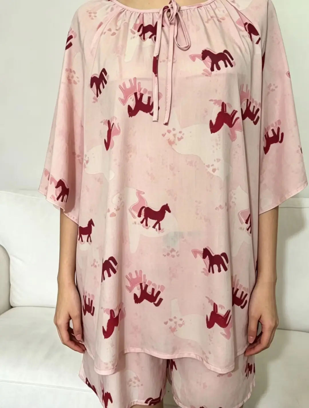 New Summer Cotton Silk Loose Pajamas for Women Summer Thin Women's Artificial Cotton Long-Sleeved Lazy Short-Sleeved Suit Home Clothes