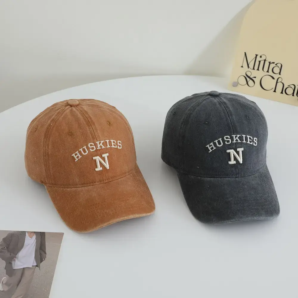 3D N Letter Baseball Cap Brown Unisex Korean Style — feature 1