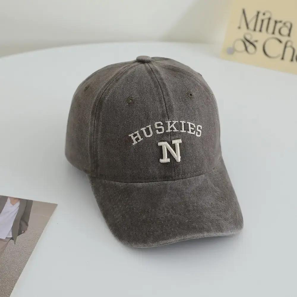 3D N Letter Baseball Cap Brown Unisex Korean Style - Image 4