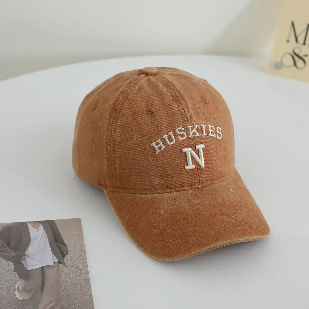 3D N Letter Baseball Cap Brown Unisex Korean Style - Image 6