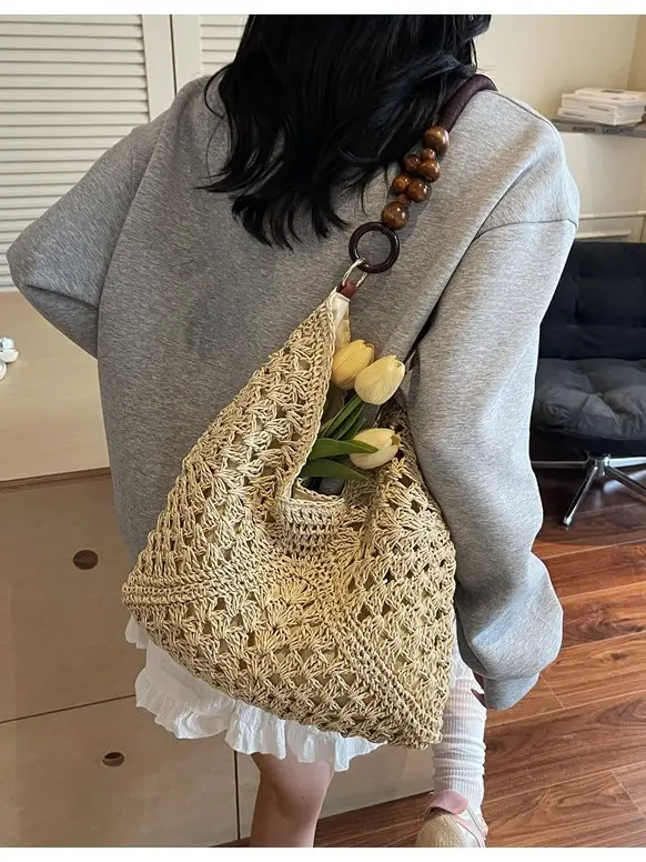 Cross-Border Woven Shoulder Bag Large Capacity Straw Bag - Image 7