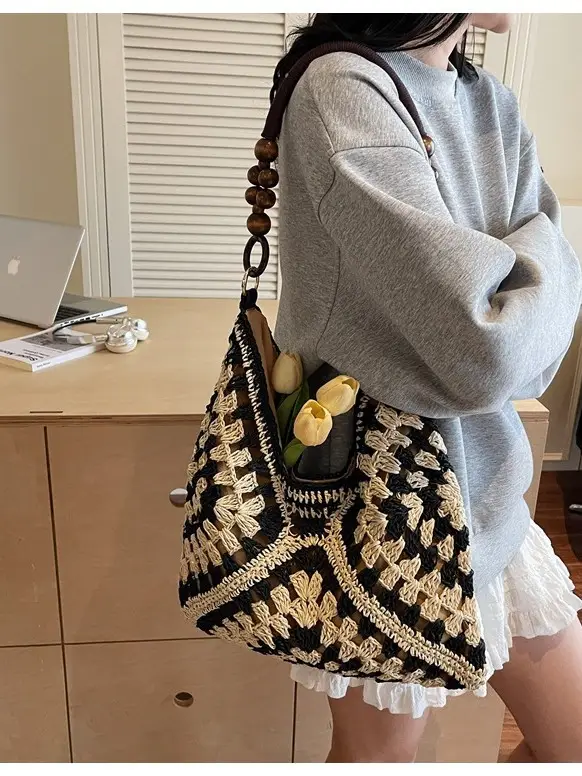 Cross-Border Woven Shoulder Bag Large Capacity Straw Bag - Image 8