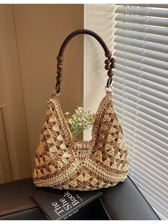 Cross-Border Woven Shoulder Bag Large Capacity Straw Bag - Image 9