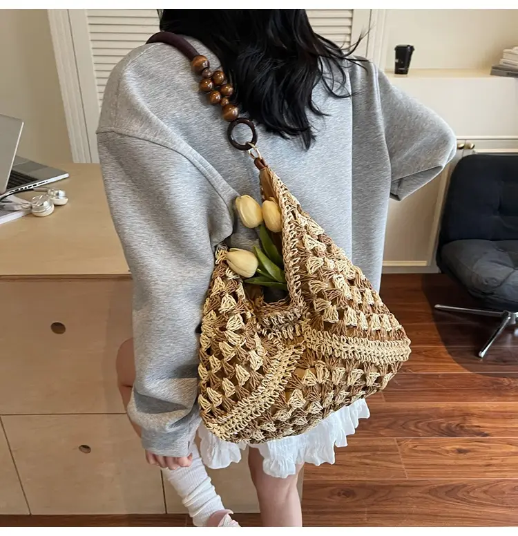 Cross-Border Woven Shoulder Bag Large Capacity Straw Bag — feature 11