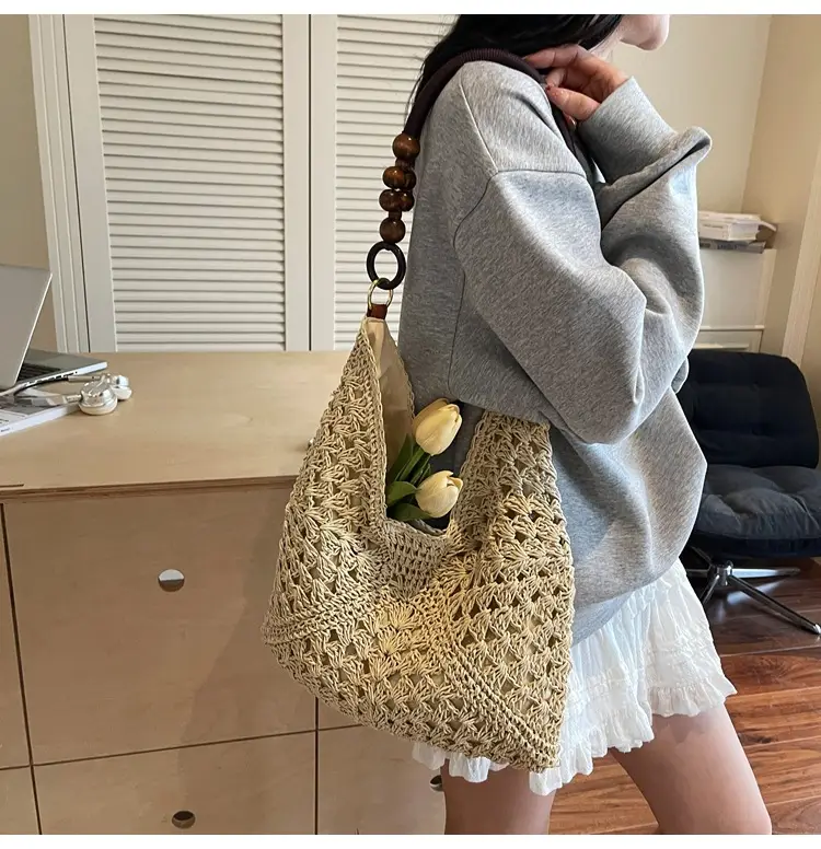 Cross-Border Woven Shoulder Bag Large Capacity Straw Bag — feature 12