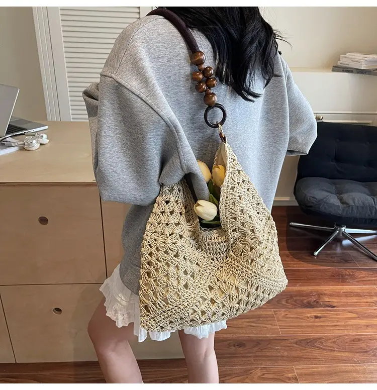 Cross-Border Woven Shoulder Bag Large Capacity Straw Bag — feature 13