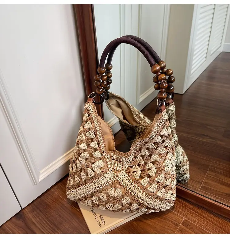 Cross-Border Woven Shoulder Bag Large Capacity Straw Bag - Image 4