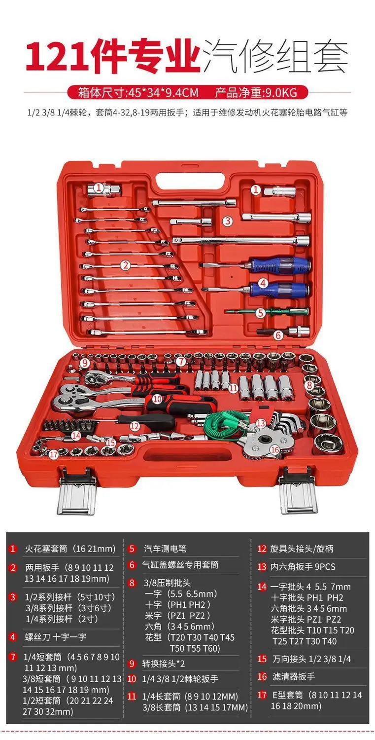 Universal Ratchet Socket Car Repair Tool Set 32 Pieces — feature 24